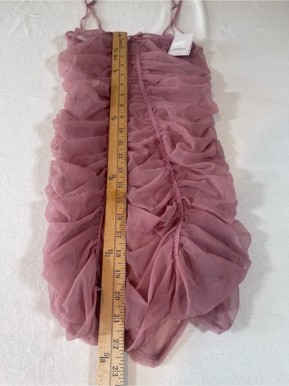 Auden Women’s Sheer Ruched Spaghetti Strap Chemise Sleepwear Mauve Size S -NWT - Picture 8 of 9